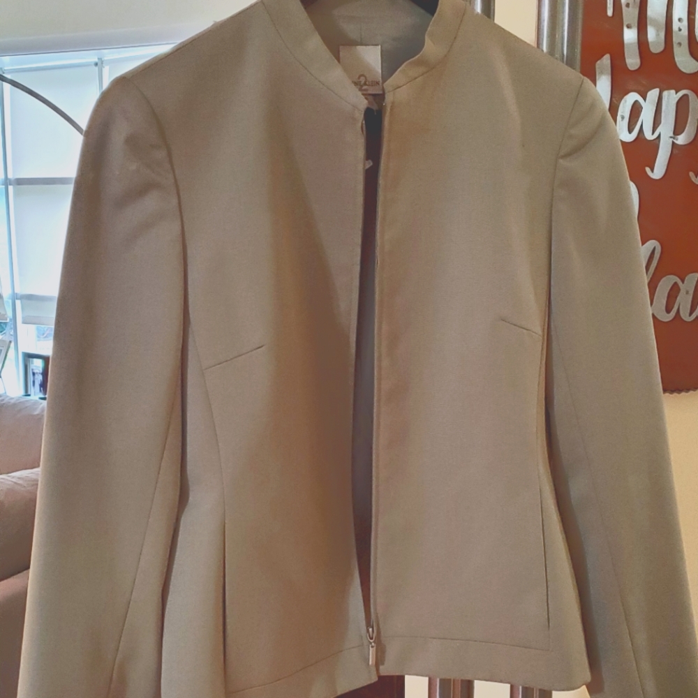 Anne Klein 2 Lined Kakhi Jacket Zipper Front